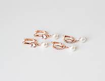 Náušnice - Svadobné perlové náušnice Valentína (Ružové zlato) - 14843471_