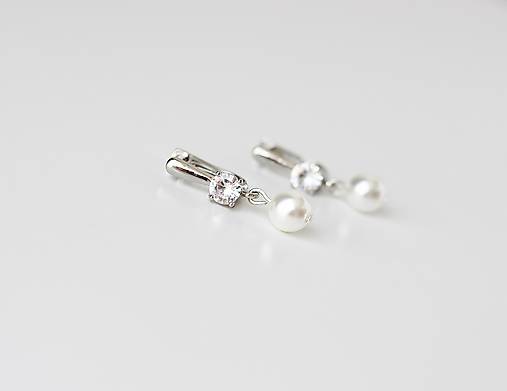 Svadobné perlové náušnice Valentína (Strieborná)