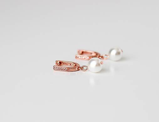 Svadobné perlové náušnice Valentína (Ružové zlato)