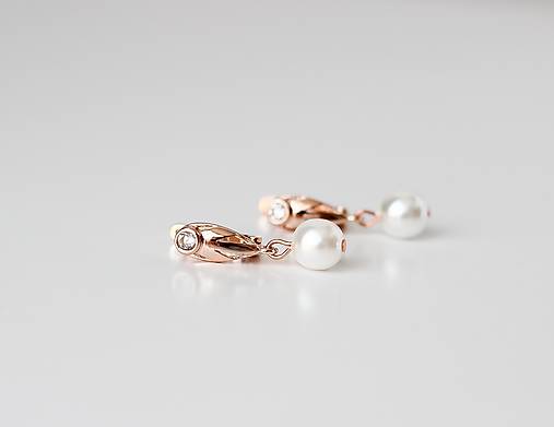 Svadobné perlové náušnice Valentína (Ružové zlato)