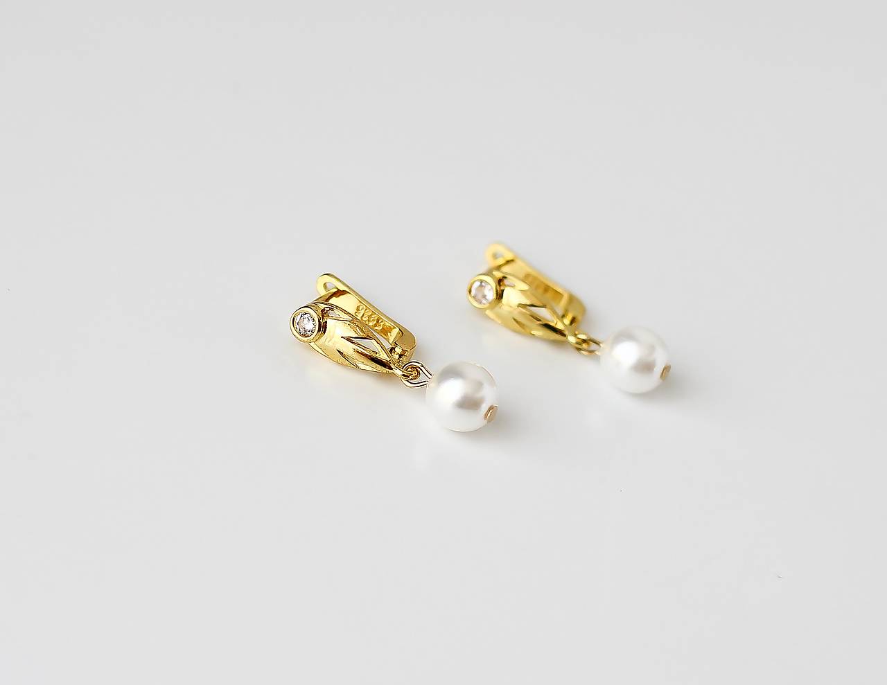 Svadobné perlové náušnice Valentína (Zlaté)
