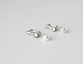 Náušnice - Svadobné perlové náušnice Valentína (Strieborná) - 14843532_