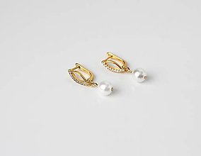 Náušnice - Svadobné perlové náušnice Valentína (Zlaté) - 14843615_