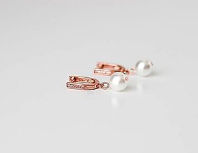 Náušnice - Svadobné perlové náušnice Valentína (Ružové zlato) - 14843667_