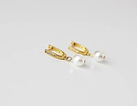 Náušnice - Svadobné perlové náušnice Valentína (Zlaté) - 14843680_