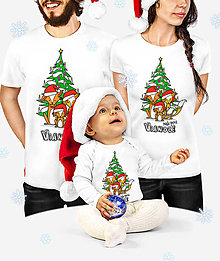 Topy, tričká, tielka - Kolekcia vianočného oblečenia - Líšky - 14843577_