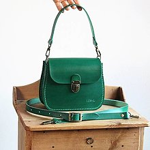 Kabelky - Malá kožená kabelka *Emerald Green* - 14842683_