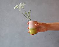 Dekorácie - Váza, hrnček, pohár na zubnú kefku ružovo zelený - 14844257_
