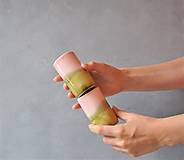 Dekorácie - Váza, hrnček, pohár na zubnú kefku ružovo zelený - 14844259_