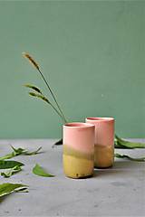 Dekorácie - Váza, hrnček, pohár na zubnú kefku ružovo zelený - 14844265_