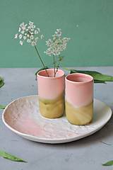 Dekorácie - Váza, hrnček, pohár na zubnú kefku ružovo zelený - 14844290_