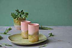 Dekorácie - Váza, hrnček, pohár na zubnú kefku ružovo zelený - 14844291_