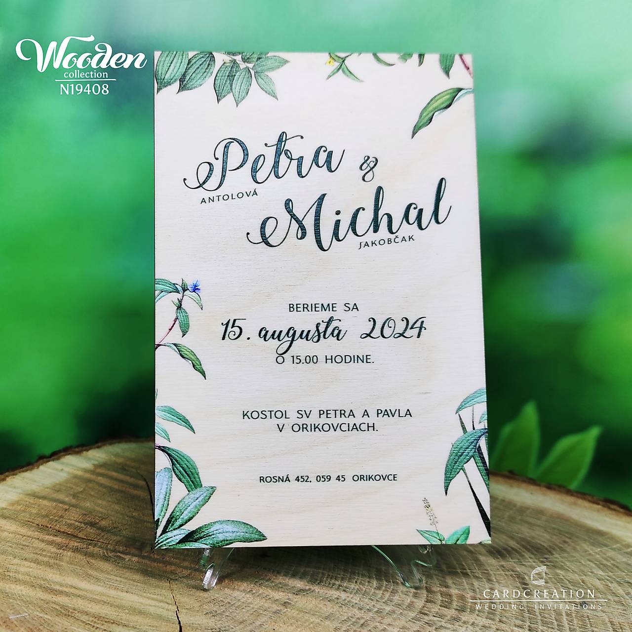 Drevené svadobné oznámenie N19408 (41-70 ks)