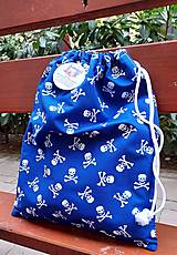 Detské tašky - Vrecúško lebky na modrej - 14845402_