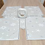 Úžitkový textil - SILVER MANON - strieborné a biele hviezdy na béžovej  - prestieranie 28x40 - 14846858_