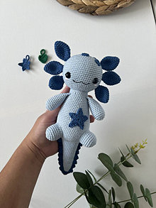 Hračky - Háčkovaný axolotl (Modrá) - 14845962_