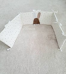 Detský textil - Mantinel SOLID hnedý zajko 180x30cm do tvaru U - 14849520_