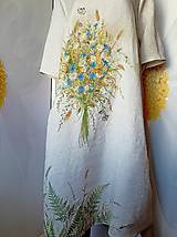 Šaty - Ľanové maľované maxi šaty "Lúčna kytica II. " - 14850139_