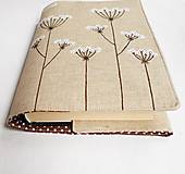 Papiernictvo - Obal na knihu ľanový - Lúčne trávy (ručná maľba) - 14849538_
