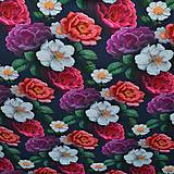 Textil - Úplet digitátní tisk, květy - 14849572_