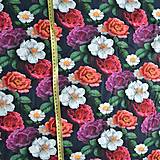 Textil - Úplet digitátní tisk, květy - 14849573_