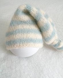 Detské čiapky - Newborn prúžkovaná čiapočka s uzlíkom (Svetlomodrá 14) - 14848693_