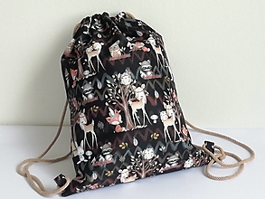Detské tašky - Detský batoh ,zvieratká v čiernom lese - 14851332_