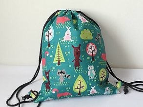 Detské tašky - Detský batoh, zvieratká na zelenej - 14851433_
