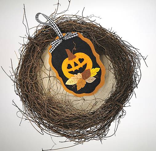 Dekorácie - Halloween závesná dekorácia (tekvica) - 14853057_
