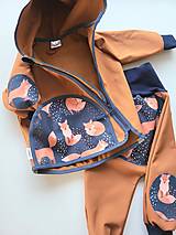 Detské oblečenie - Softshellová bunda "foxes on blue" - 14851604_