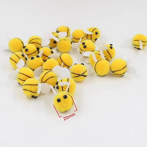 Galantéria - AP104 Pompom včielka 2 cm - 14850561_