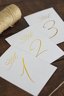 Papiernictvo - Číslovanie svadobného stolu - zlatá potlač III. - 14852281_