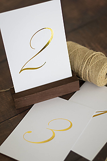 Papiernictvo - Číslovanie svadobného stolu - zlatá potlač IV. - 14852286_