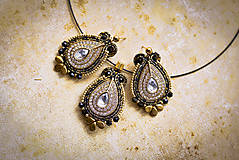 Sady šperkov - Soutache set čierno-zlatý - 14850965_
