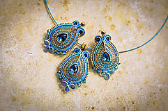 Sady šperkov - Soutache set modro-zlatý - 14850981_