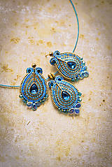 Sady šperkov - Soutache set modro-zlatý - 14850982_