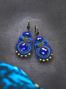 Náušnice - Kashmir šujtášové náušnice (Modrá) - 14850905_