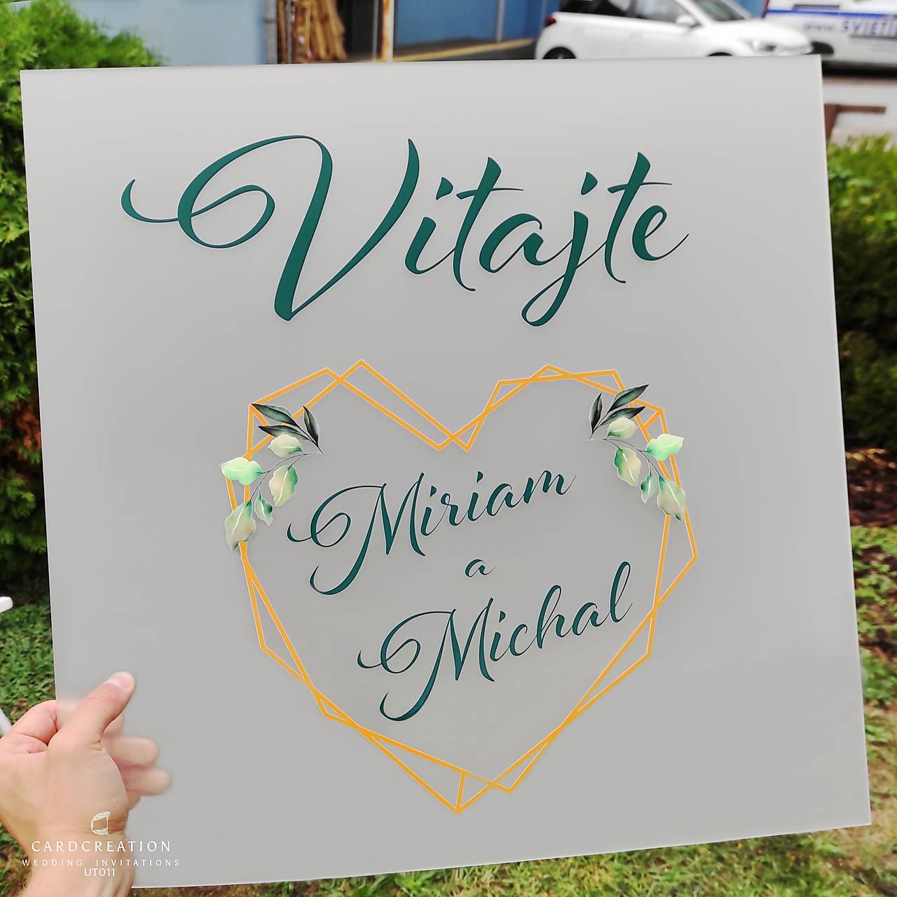 Transparentná uvítacia tabuľa na Vašu svadbu UT011 (70x50cm)