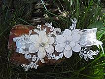 Spodná bielizeň - svadobný podväzok Ivory + kvietky so štrasom 19 - 14854408_