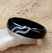 Prstene - EBENU drevený prsteň s nefritovými kameňmi - 14854591_