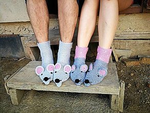 Ponožky, pančuchy, obuv - Spolu nám to ladí-myškové ponožky - 14855105_