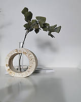 Dekorácie - Jesmonite váza | Dizajnova váza v tvare "O" | Ručne vyrobený darček - 14853830_