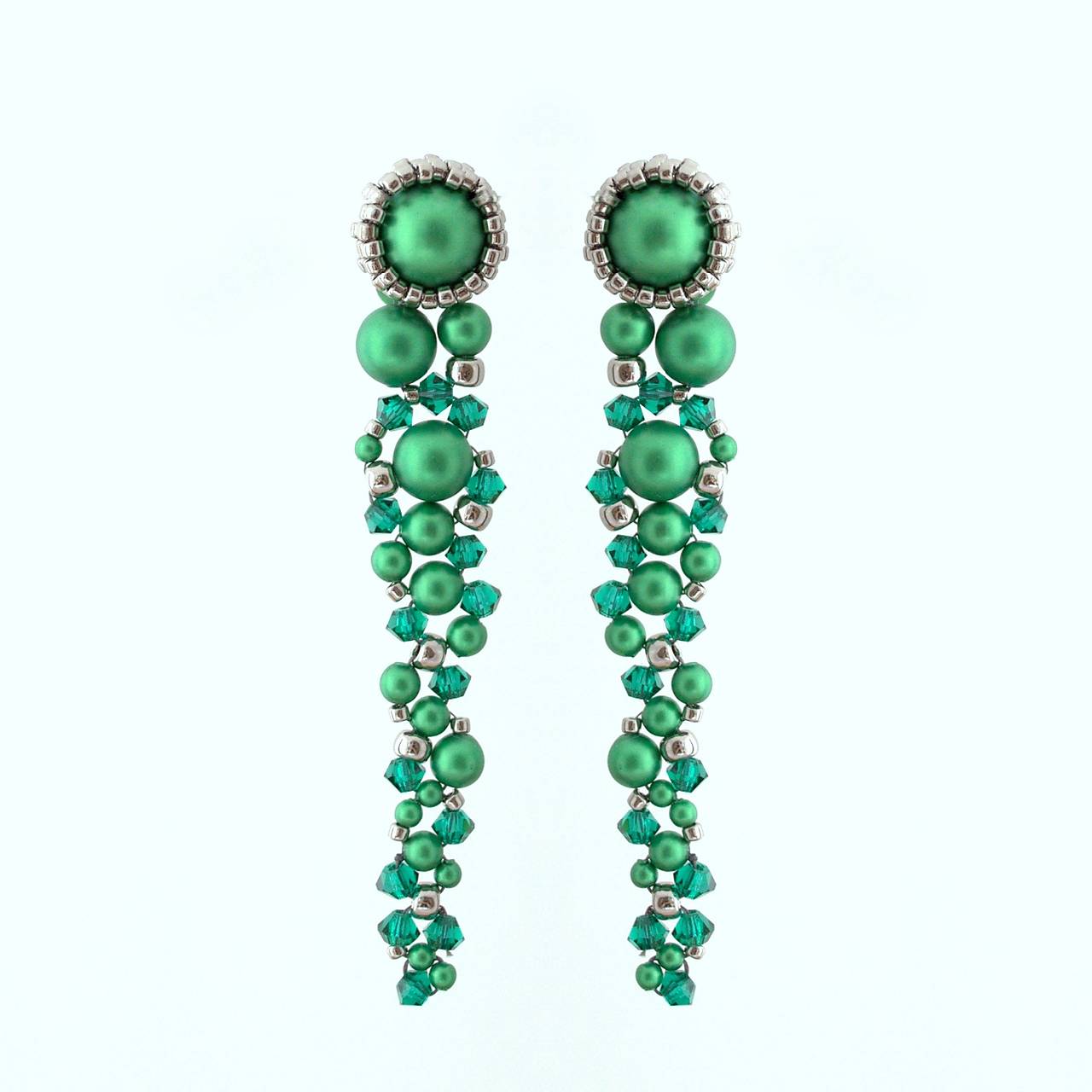 Bobuľové náušnice (Ag925) (Smaragdové bobuľové náušnice so Swarovski)