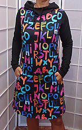 Šaty - Mikinové šaty s kapucí - barevná abeceda S - XXXL (L) - 14857949_