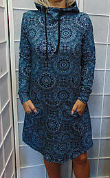 Šaty - Mikinové šaty s kapucí - mandaly S - XXXL - 14858036_