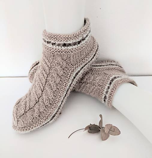 Ponožky, pančuchy, obuv - Papuče alpaka/vlna/bambus  - 14856440_