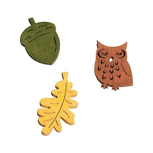 Polotovary - Dekoračné drevené výrezy 24 ks - Jesenný mix - 14856191_