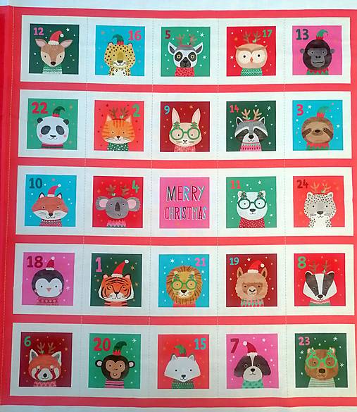 Textil - Adventný kalendár Merry Menagerie - panel - 14861486_