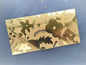 Papiernictvo - Darčekové obálky na peniaze - zlaté (kvety) - 14860019_