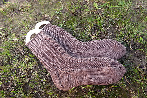  - pánske ponožky hnedé č.44-45 - 14860164_